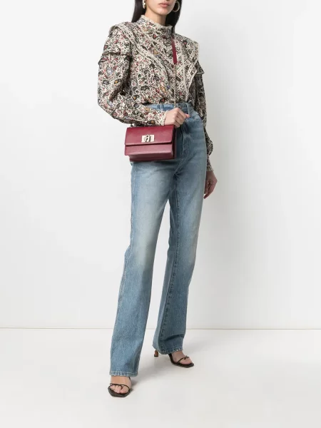 Кожена кожена чанта Furla червено