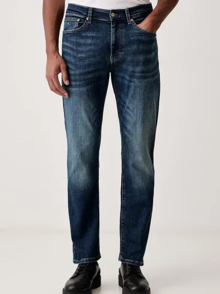 Tommy Jeans blugi straight pentru bărbați albastru