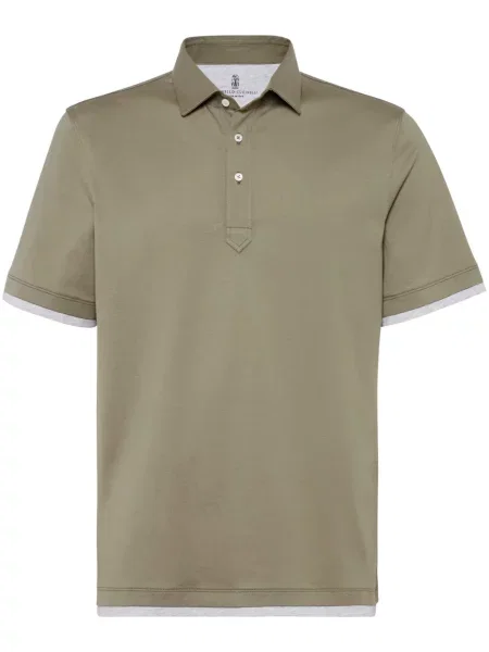 Koszulka polo Brunello Cucinelli z kołnierzem zielona