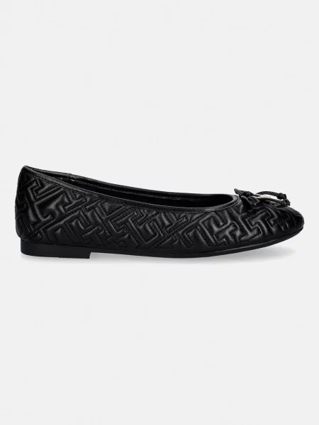 Tommy Hilfiger baleriny skórzane TH QUILTED BALLERINA czarne