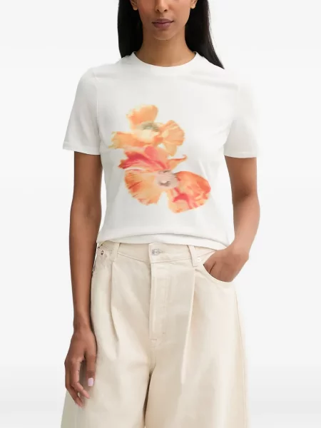 Tricou Never Fully Dressed cu model floral cu imagine alb