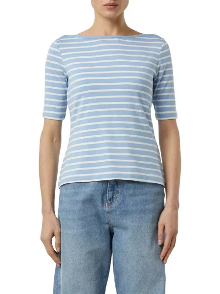 T-shirt o kroju slim fit z mieszanki Comma niebieska