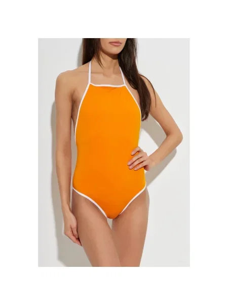 Strój kąpielowy Mm6 Maison Margiela z dekoltem halter pomarańczowy