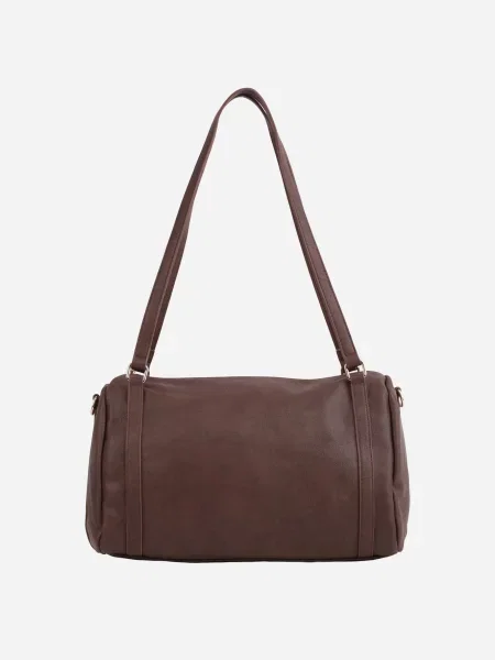 Torebka na Ramię Typu Bowling Bag z Dodatkowym Paskiem Ventosia brązowa