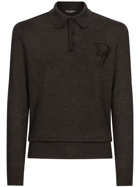 Polo Dolce & Gabbana cu broderie din cașmir gri