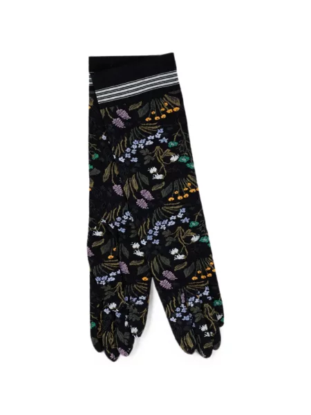 Mănuși Antipast cu model floral tricotate cu imagine negru