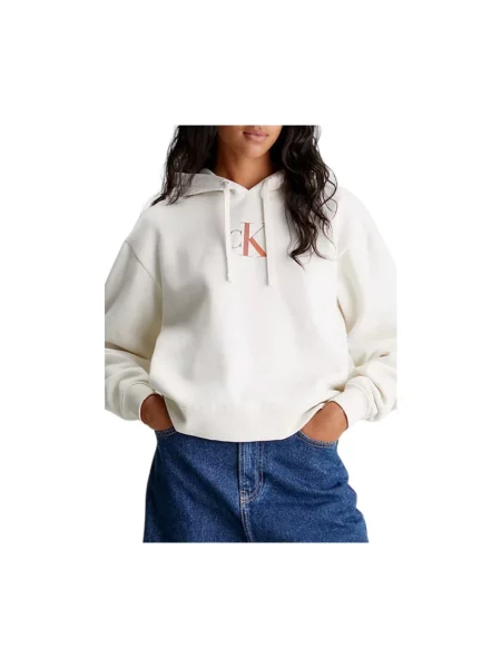 Bluza z kapturem Calvin Klein Jeans gradientowa biała