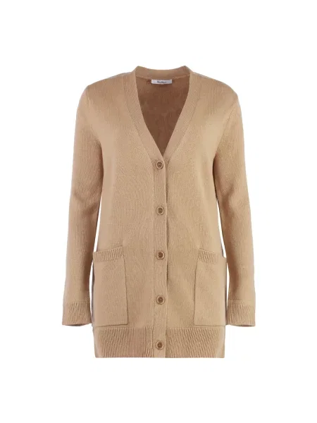 Haftowany kardigan Max Mara wełniany brązowy