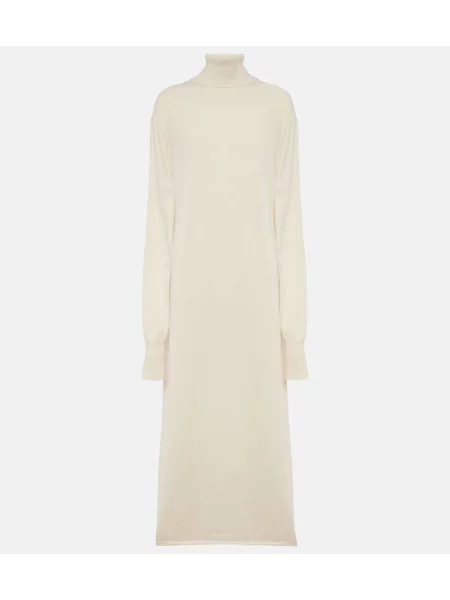 Rochie midi Jil Sander din cașmir până la genunchi de costum alb