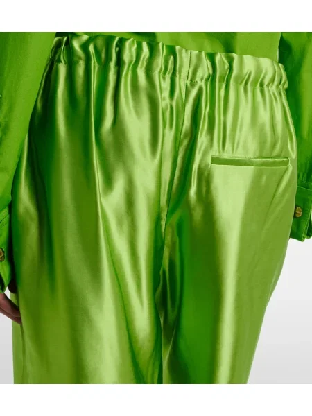 Pantaloni Khaite din satin verde