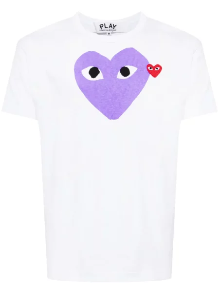Tricou Comme Des Garcons Play cu motiv cu inimi alb