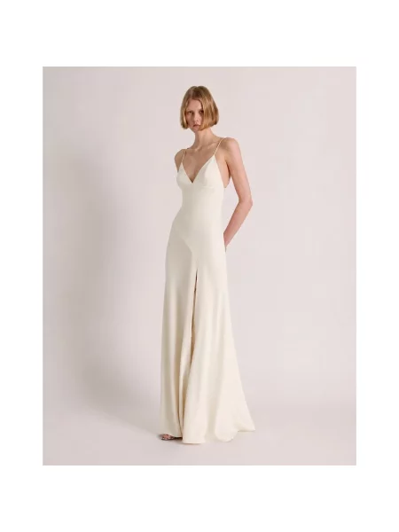 Długa sukienka maxi Alberta Ferretti beżowa