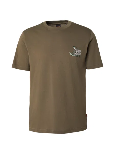 BOSS Tricou oliv / verde pastel alb