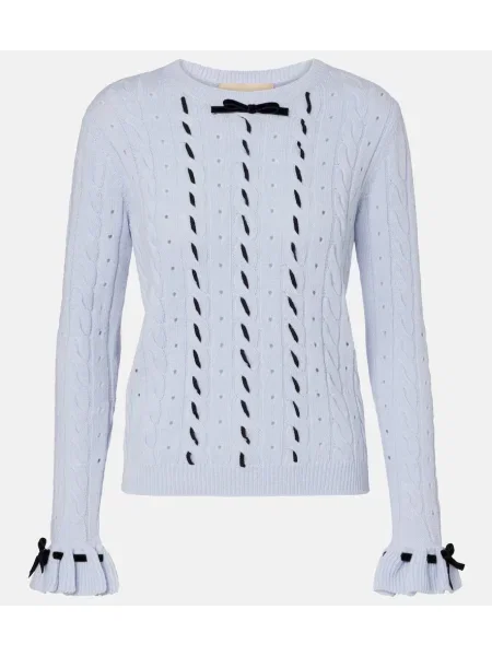Pulover Valentino cu funde de lână albastru