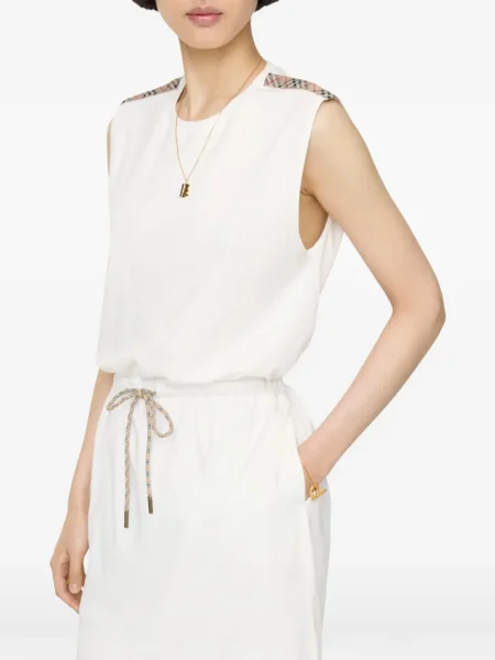 Rochie Burberry în carouri din jerseu de costum alb