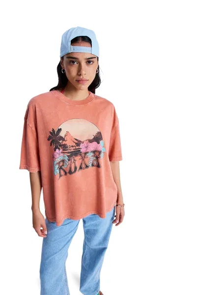 Roxy Tricou Talloversize Washed deschis portocaliu