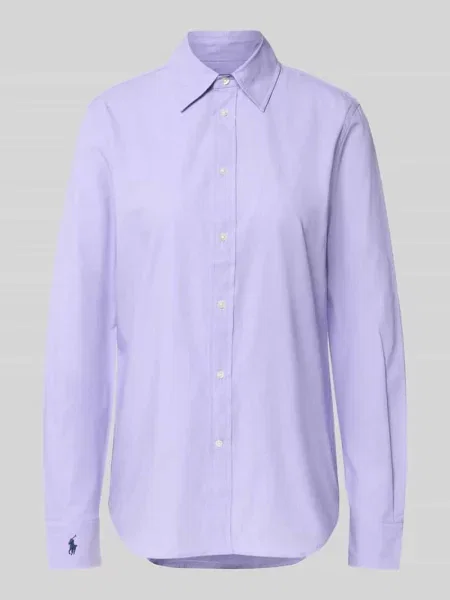 Bluzka koszulowa o kroju regular fit z wyhaftowanym logo Polo Ralph Lauren fioletowa