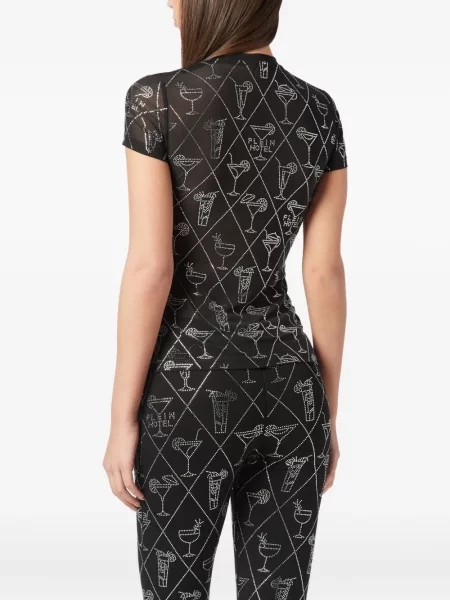 Tricou Philipp Plein plasă de cristal negru