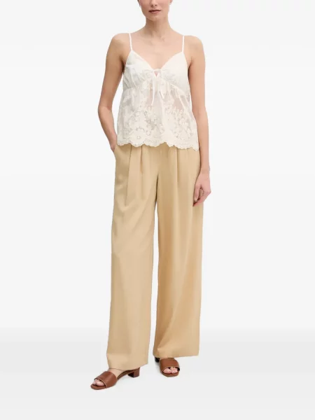 Top Gaudi cu model floral alb