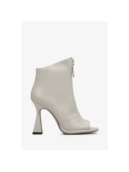 Ботильйони Peep Toe шкіряні Estro сірі