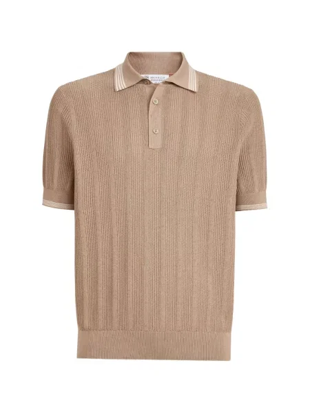 Tricou polo Brunello Cucinelli tricotate maro