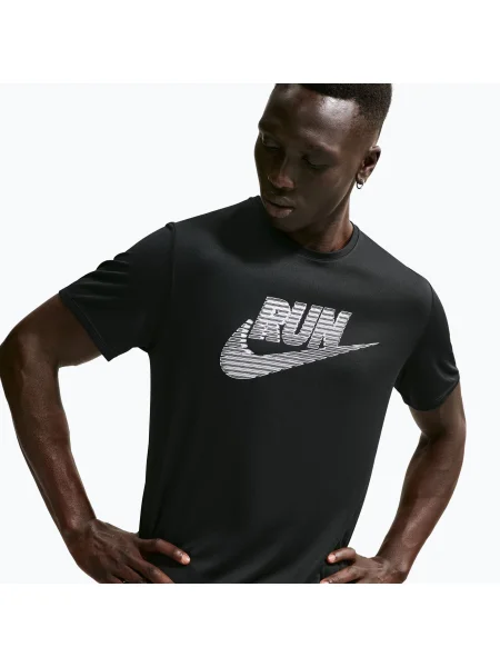 Tricou de alergare pentru bărbați Nike Miler Dri-Fit UV black/white alb