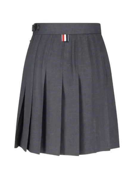 Fustă midi Thom Browne din țesătură twill gri