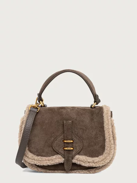 Coccinelle geantă crossbody pentru femei din piele întoarsă verde