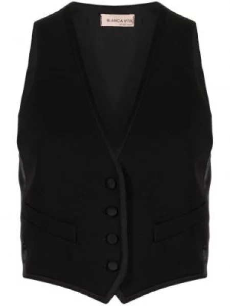Kamizelka Blanca Vita z dekoltem w serek na sprzączkę czarna