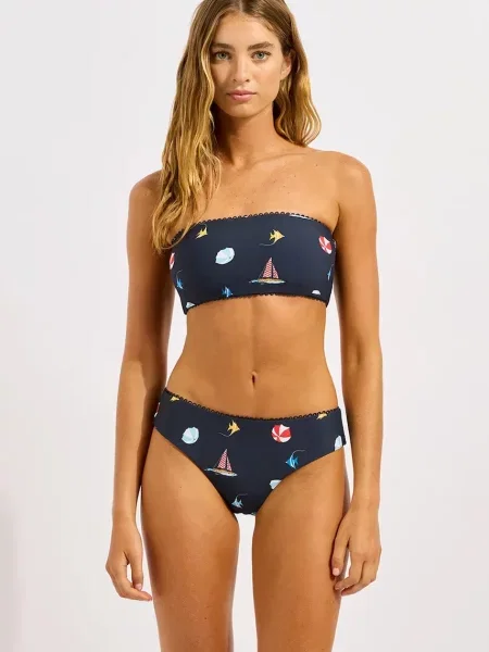 Seafolly figi kąpielowe Retro granatowe