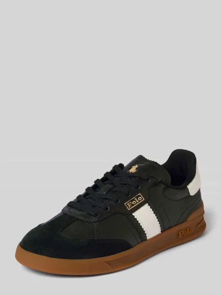 Sneakersy skórzane ze sznurowaniem Polo Ralph Lauren czarne