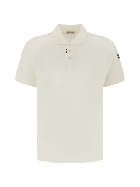 Tricou polo Moncler cu autograf alb