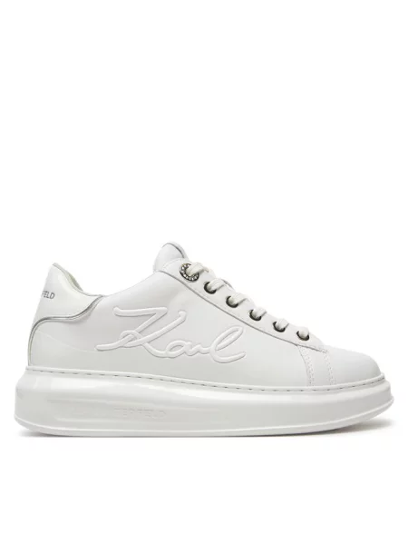 Buty KARL LAGERFELD Kapri Signia Shine white leather/mono białe