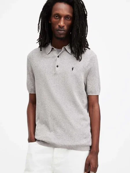 AllSaints polo de AUBREY SS neted gri