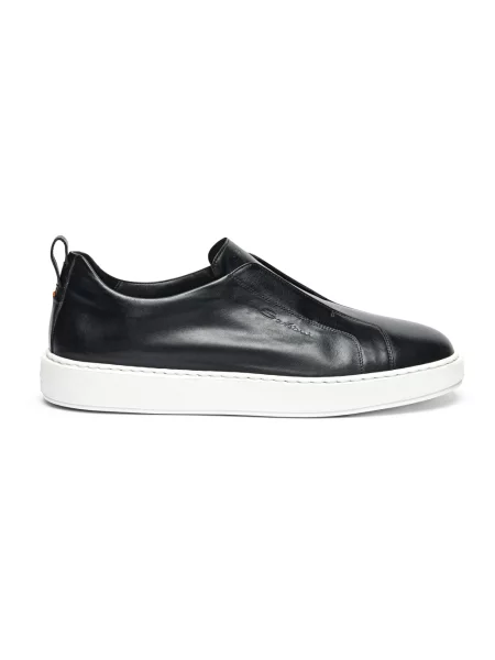 Sneakersy Santoni skórzane wsuwane czarne