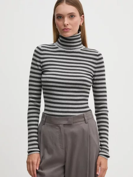 Calvin Klein Jeans sweter lekki z golfem szary