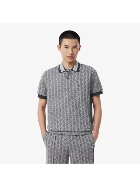 Lacoste Koszulka Polo Z Żakardowym Monogramem I Classic Fit szary