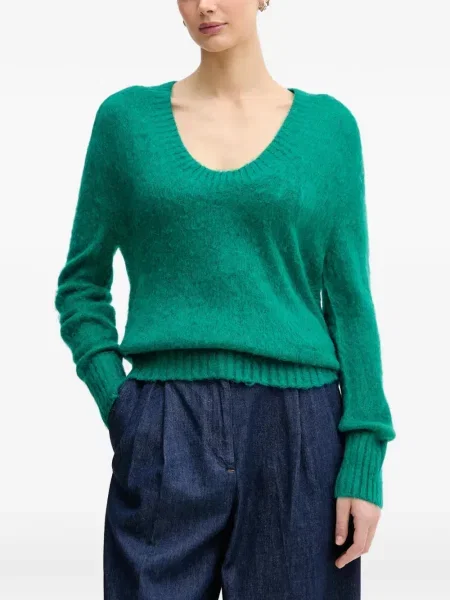 Pulover Benetton cu decolteu în V verde