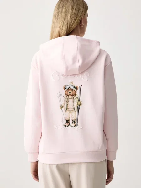 Guess bluza z kapturem FABRIZIA różowa