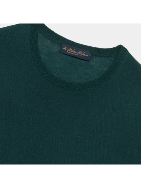 Koszulka Brooks Brothers wełniana z krótkim rękawem zielona