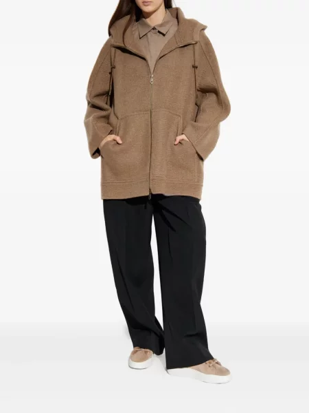 Geacă Max Mara cu glugă maro