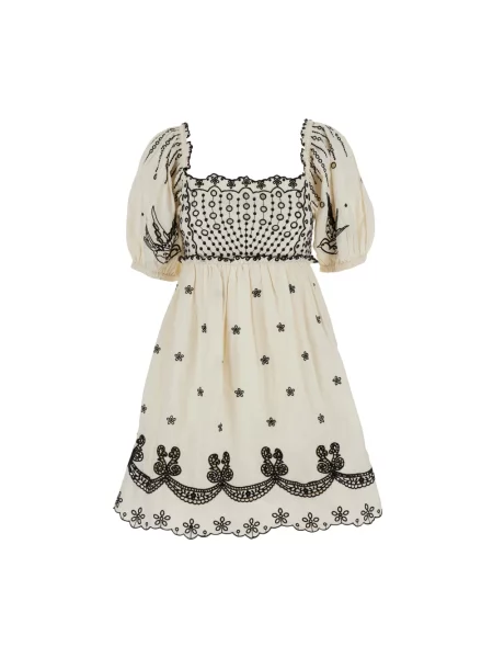 Haftowana wielobarwność sukienka Sea Ny garniturowa biała