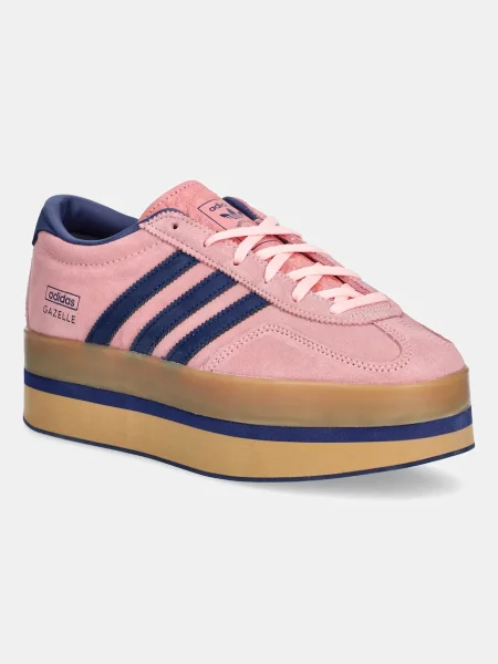 Adidas Originals sneakers din piele intoarsă Gazelle Stack W roz