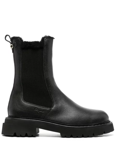 Botine Ferragamo din piele cu autograf negru