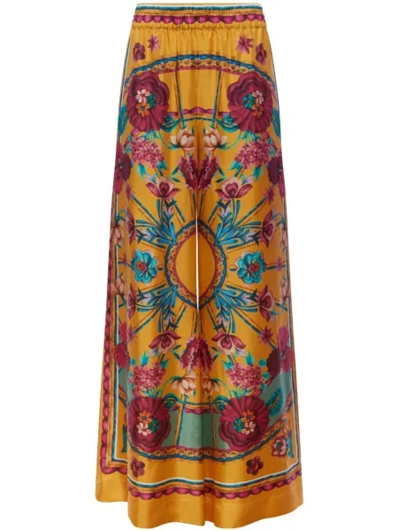 Pantaloni La Doublej de mătase cu imagine galben