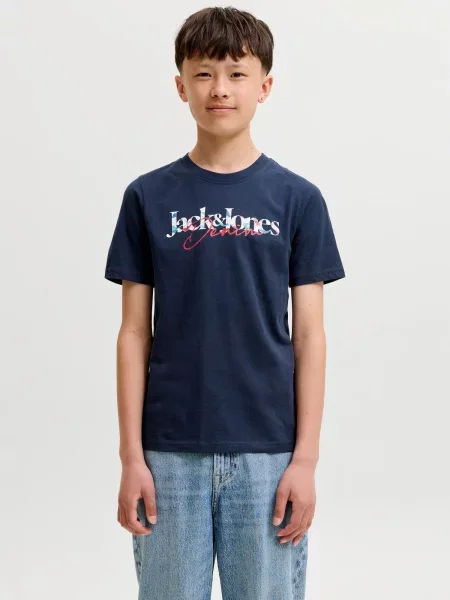 Jack & Jones Junior Tricou JJTom albastru marin / roşu închis alb
