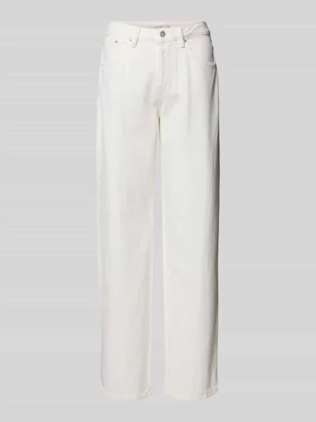 Jeansy o kroju boyfriend fit z wpuszczanymi Gina Tricot białe