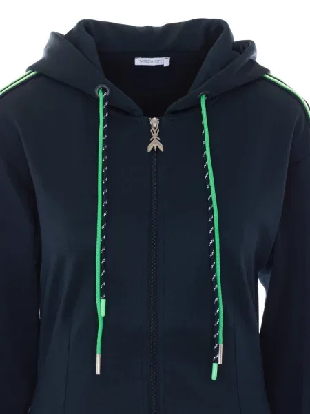 Rochie mini Patrizia Pepe cu dungi cu glugă albastru