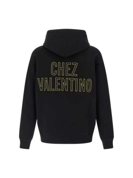 Lniana bluza z kapturem Valentino Garavani czarna