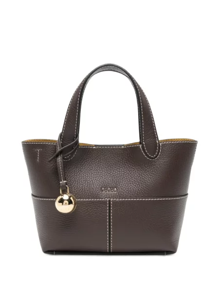 Geantă shopper Furla din piele maro